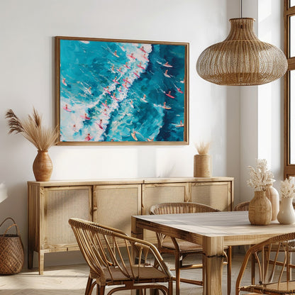 Dive into the vibrant energy of the ocean with this dynamic artwork capturing an aerial view of for Dining