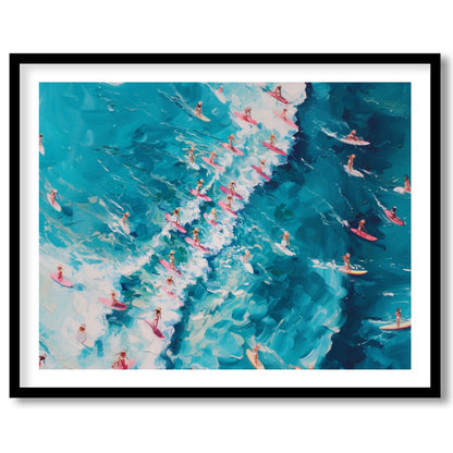 Dive into the vibrant energy of the ocean with this dynamic artwork capturing an aerial view of for sanctuary