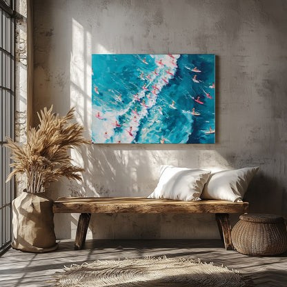 Dive into the vibrant energy of the ocean with this dynamic artwork capturing an aerial view of for Veranda
