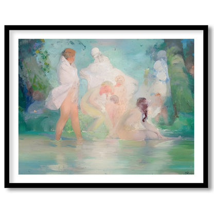 Experience the serene beauty of a tranquil, dreamlike scene with 'Ethereal Bathers in a Dreamlike for loft