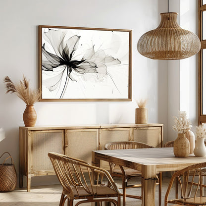 Experience the delicate grace of nature with 'Ethereal Bloom: Monochrome Essence.' This captivating for Dining