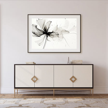 Experience the delicate grace of nature with 'Ethereal Bloom: Monochrome Essence.' This captivating for Foyer