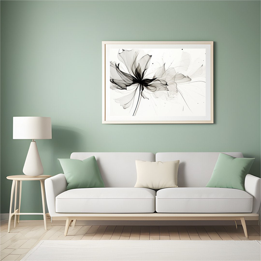 Experience the delicate grace of nature with 'Ethereal Bloom: Monochrome Essence.' This captivating for Hall