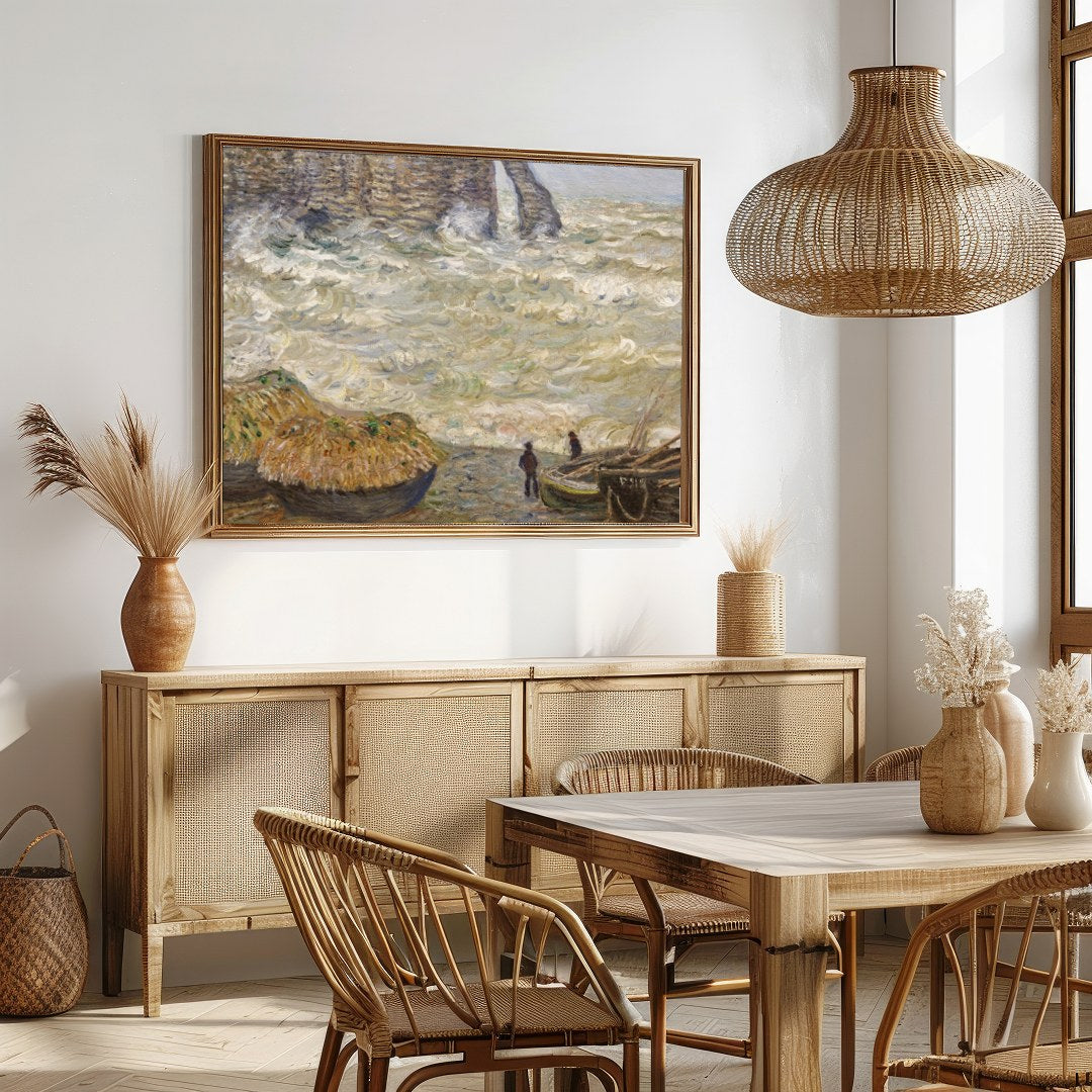 Immerse yourself in the dynamic beauty of 'Ethereal Coastal Vistas,' where the tumultuous sea and for Dining