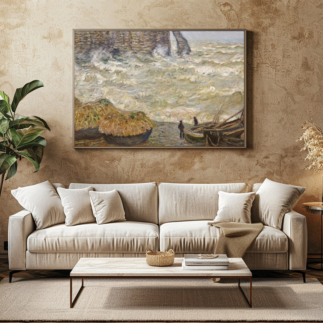 Immerse yourself in the dynamic beauty of 'Ethereal Coastal Vistas,' where the tumultuous sea and for Family Room
