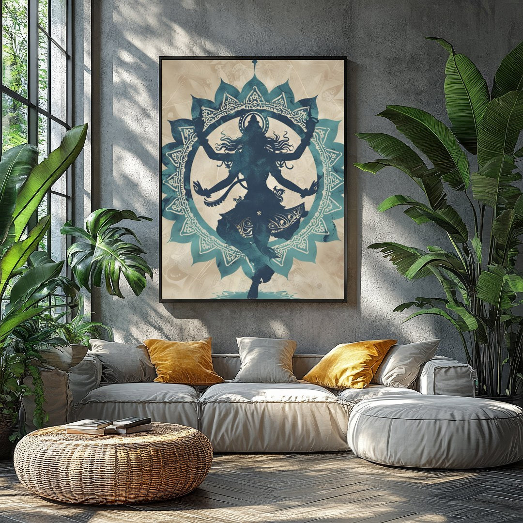 This captivating artwork features the silhouette of a dancer captured within an intricate mandala for Balcony