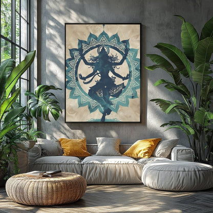 This captivating artwork features the silhouette of a dancer captured within an intricate mandala for Balcony