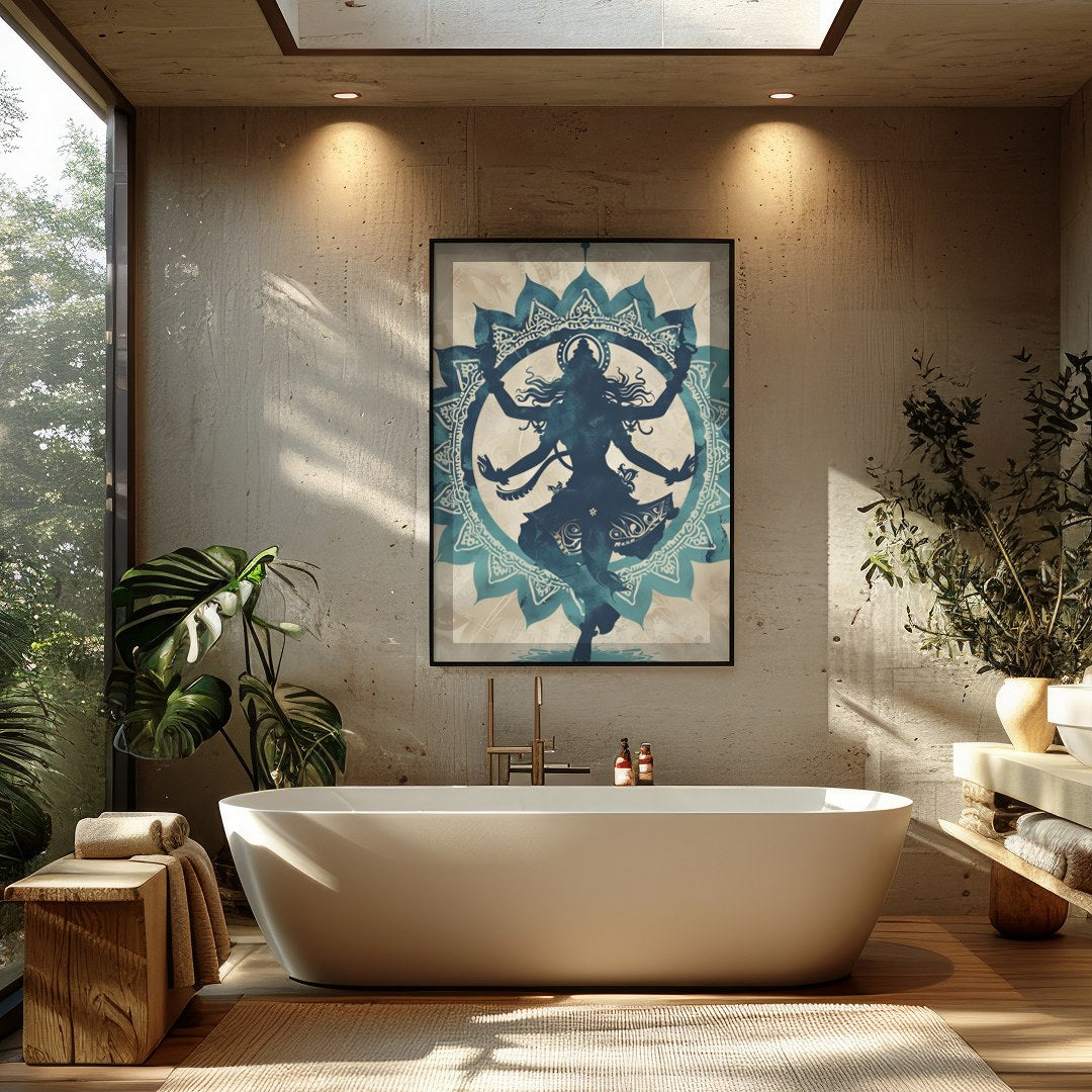This captivating artwork features the silhouette of a dancer captured within an intricate mandala for Bathroom