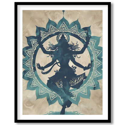 This captivating artwork features the silhouette of a dancer captured within an intricate mandala for hallway
