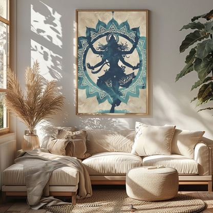 This captivating artwork features the silhouette of a dancer captured within an intricate mandala for Sitting Area