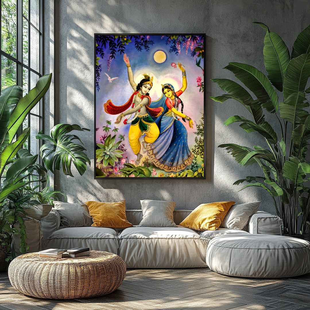 This captivating artwork portrays a mystical dance under the serene glow of a full moon. The for Balcony