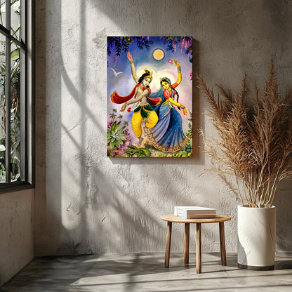 This captivating artwork portrays a mystical dance under the serene glow of a full moon. The for Entrance