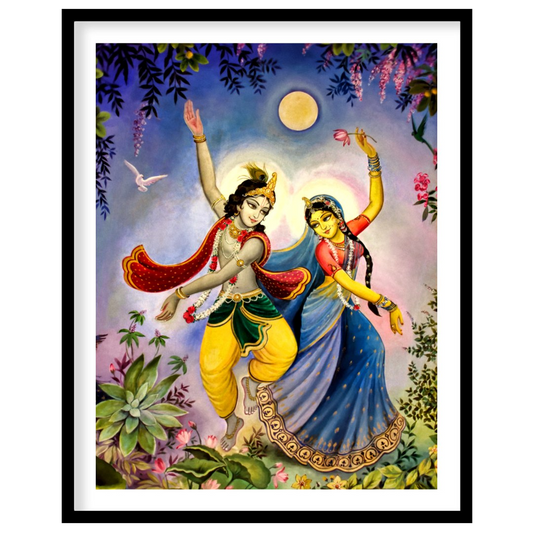 This captivating artwork portrays a mystical dance under the serene glow of a full moon. The for loft