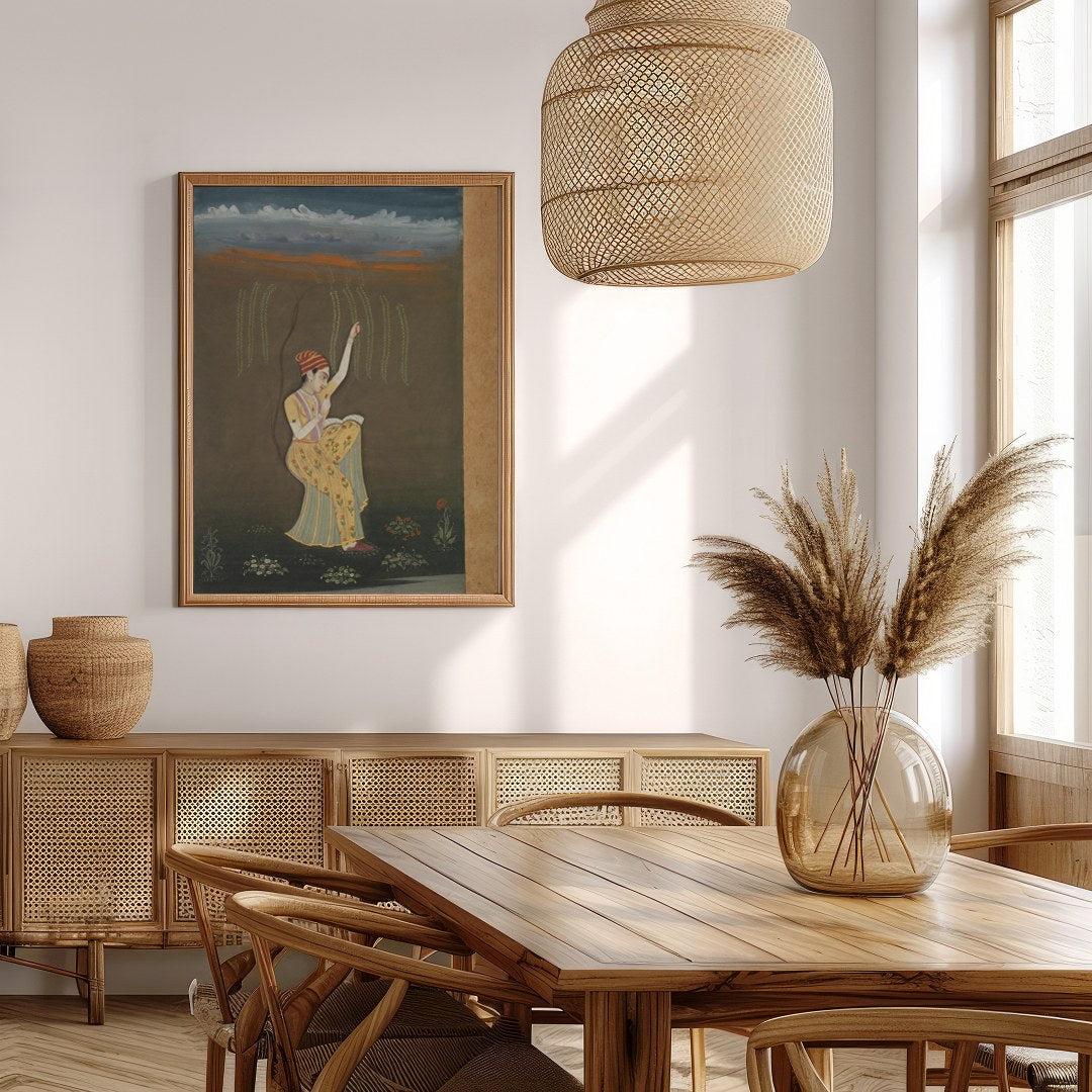 Immerse yourself in the graceful allure of this traditional artwork, showcasing a serene dancer for Extra Kitchen
