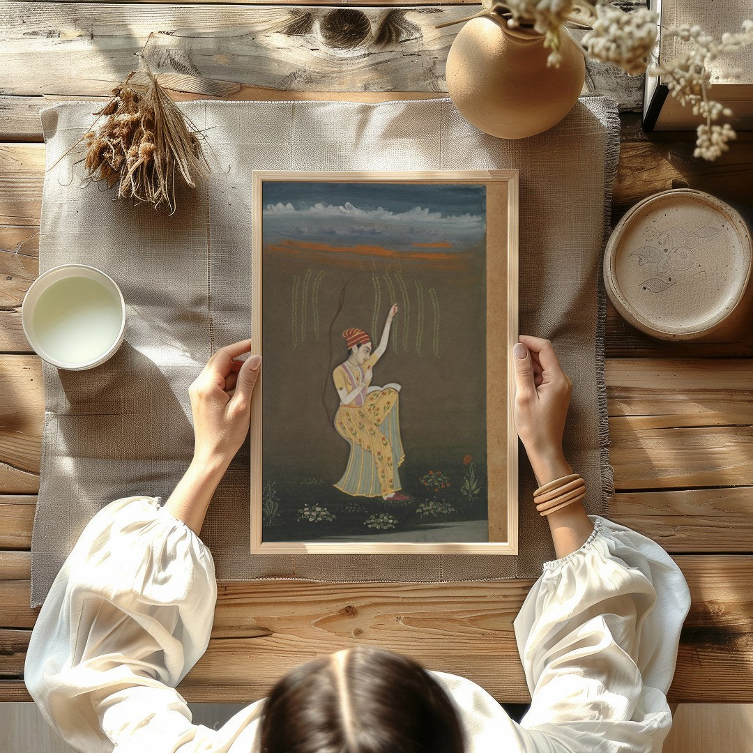 Immerse yourself in the graceful allure of this traditional artwork, showcasing a serene dancer for Kitchen