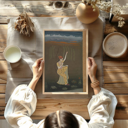 Immerse yourself in the graceful allure of this traditional artwork, showcasing a serene dancer for Kitchen