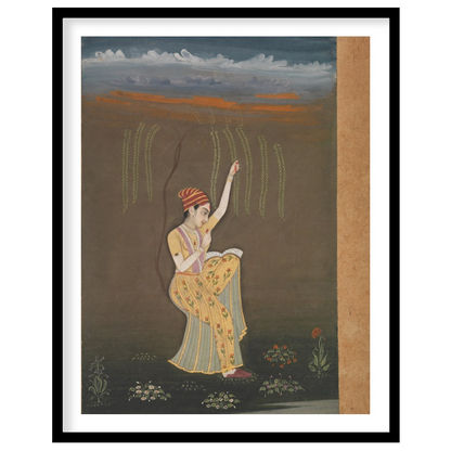 Immerse yourself in the graceful allure of this traditional artwork, showcasing a serene dancer for lovely-house