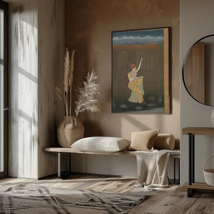 Immerse yourself in the graceful allure of this traditional artwork, showcasing a serene dancer for office