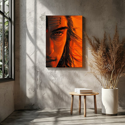 Immerse yourself in the mesmerizing aura of the Ethereal Ember Visage. This artwork artfully for Entrance