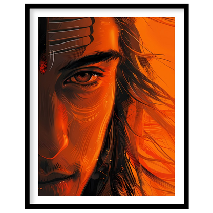 Immerse yourself in the mesmerizing aura of the Ethereal Ember Visage. This artwork artfully for office