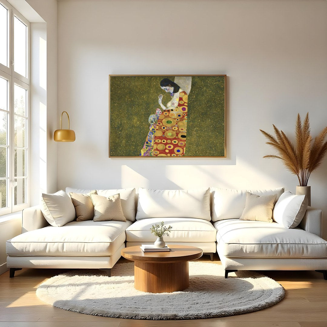 This captivating piece draws the viewer into a rich tapestry of swirling golds and intricate for Living Room