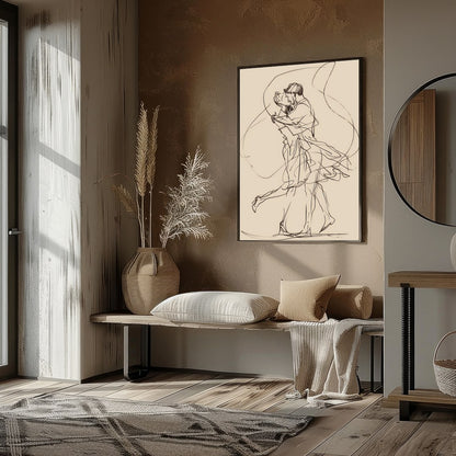 Immerse yourself in the delicacy of minimalism with this enchanting line art depicting a couple’s for abode