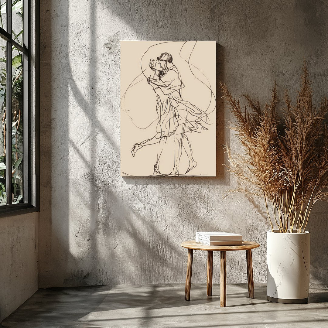 Immerse yourself in the delicacy of minimalism with this enchanting line art depicting a couple’s for Entrance