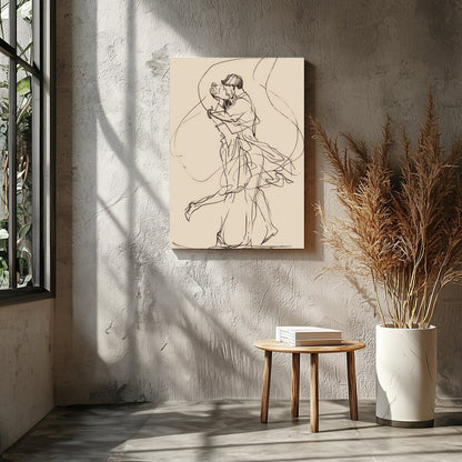 Immerse yourself in the delicacy of minimalism with this enchanting line art depicting a couple’s for Entrance