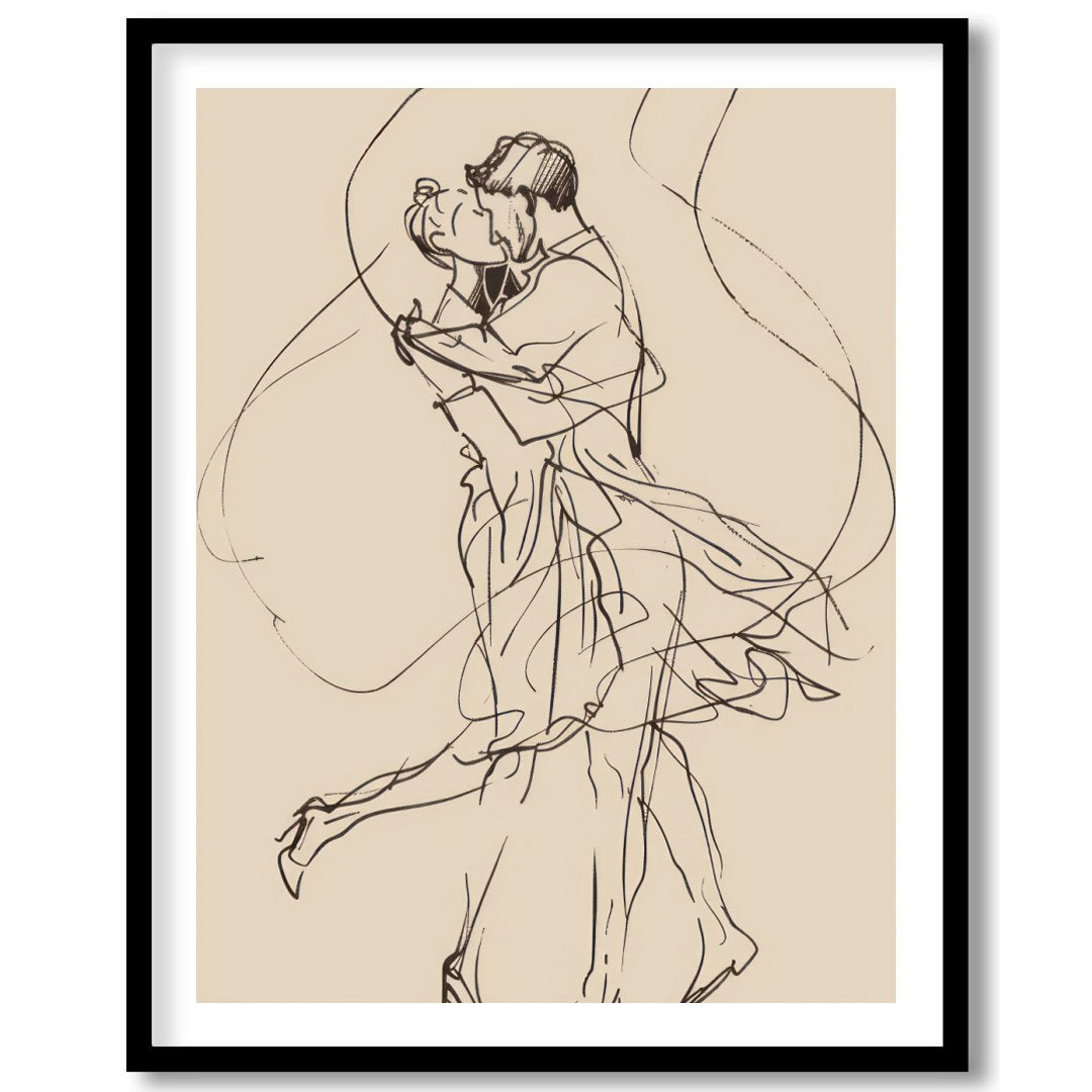 Immerse yourself in the delicacy of minimalism with this enchanting line art depicting a couple’s for loft