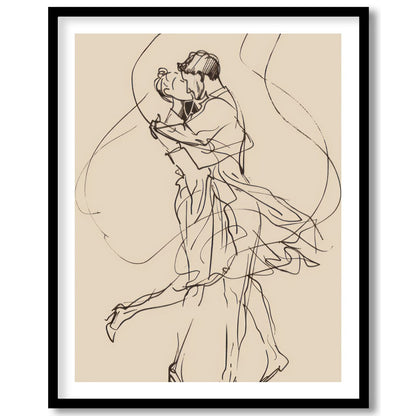 Immerse yourself in the delicacy of minimalism with this enchanting line art depicting a couple’s for loft