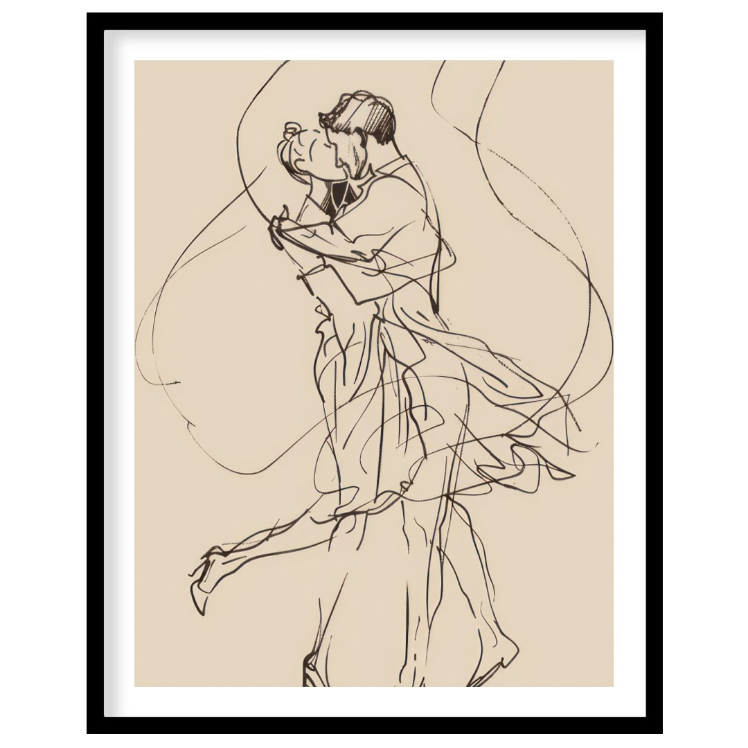 Immerse yourself in the delicacy of minimalism with this enchanting line art depicting a couple’s for loft