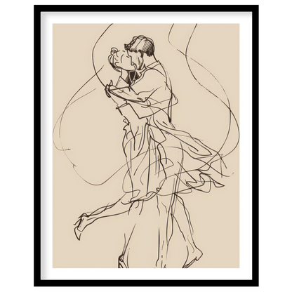 Immerse yourself in the delicacy of minimalism with this enchanting line art depicting a couple’s for loft