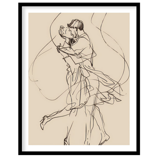 Immerse yourself in the delicacy of minimalism with this enchanting line art depicting a couple’s for loft