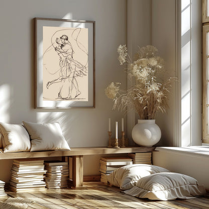Immerse yourself in the delicacy of minimalism with this enchanting line art depicting a couple’s for space