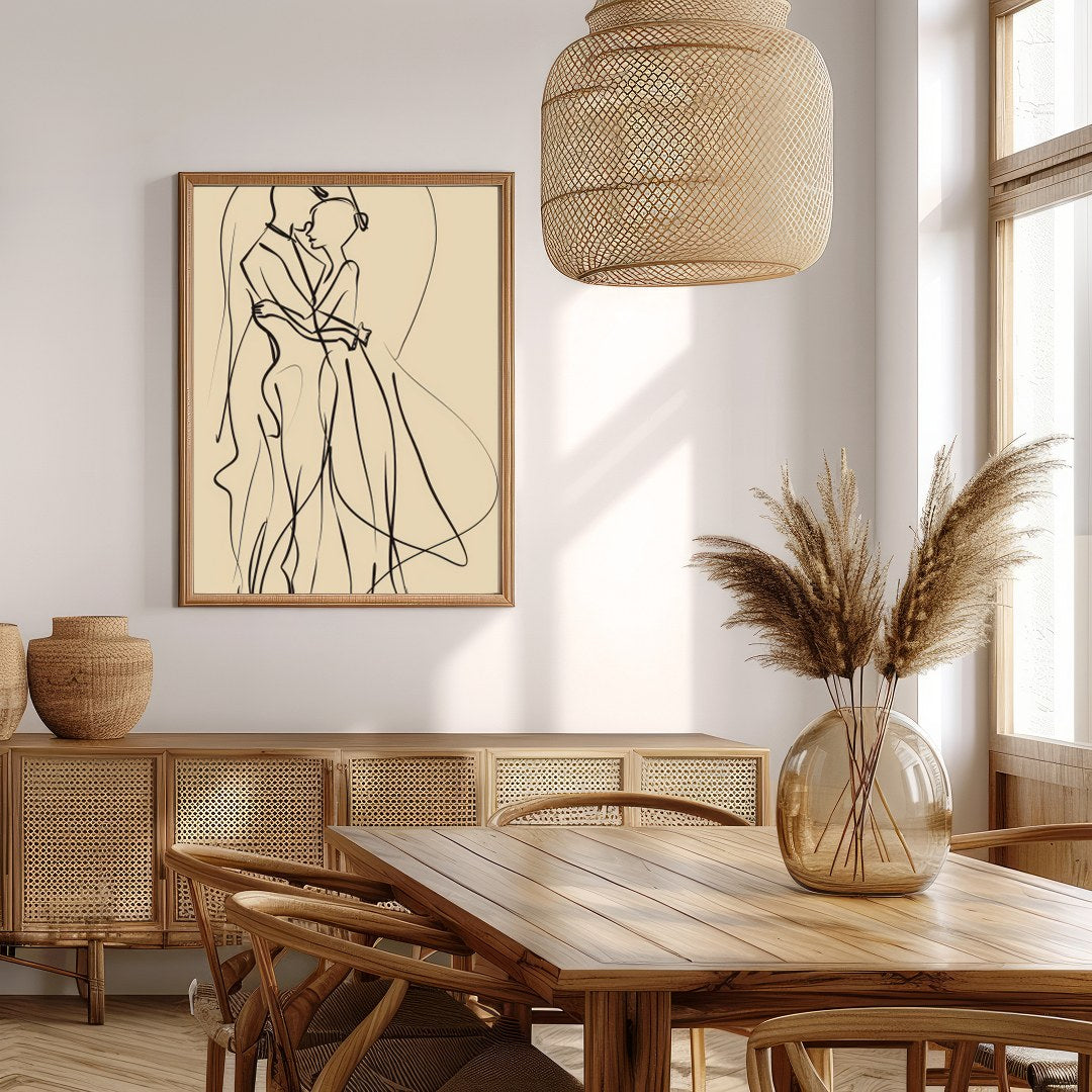 This captivating piece of minimalist line art captures the delicate elegance of two figures locked for Extra Kitchen