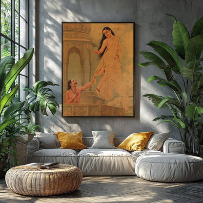 Dive into a world of myth and enchantment with this stunning artwork depicting Urvashi, a celestial for Balcony
