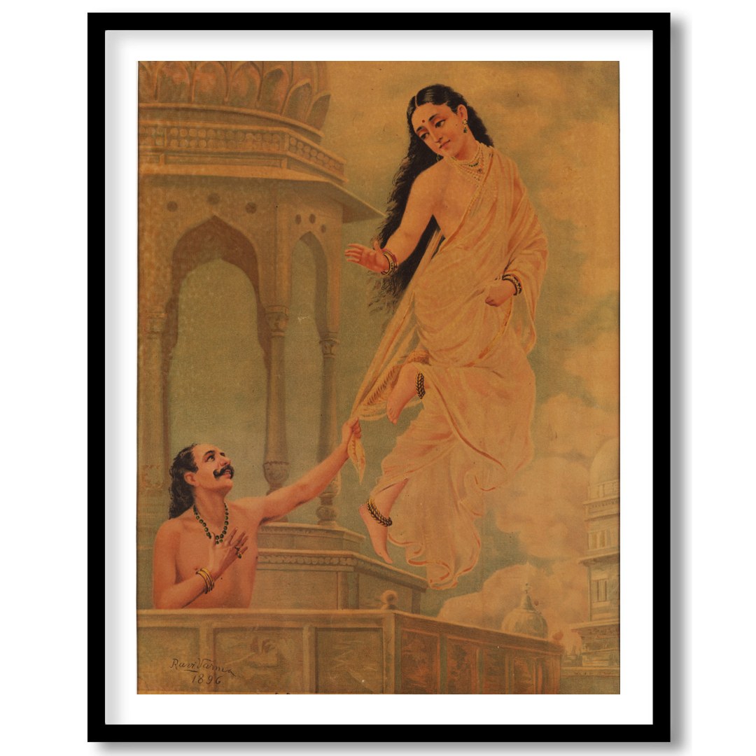 Dive into a world of myth and enchantment with this stunning artwork depicting Urvashi, a celestial for gallery