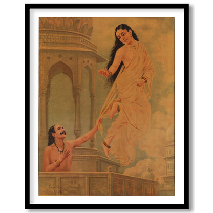 Dive into a world of myth and enchantment with this stunning artwork depicting Urvashi, a celestial for gallery