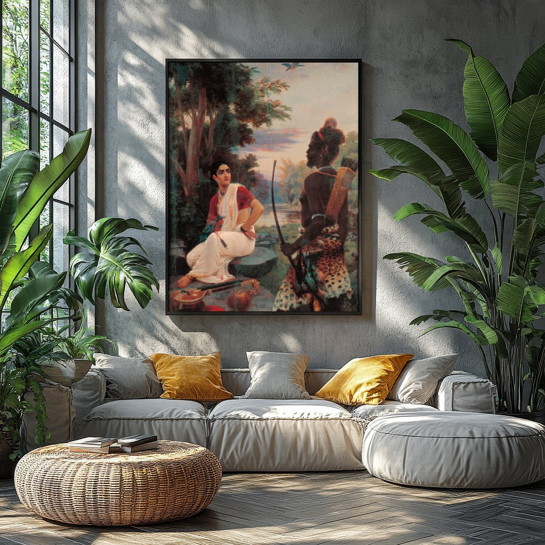 This captivating artwork portrays an enchanting riverside meeting steeped in cultural richness. The for Balcony