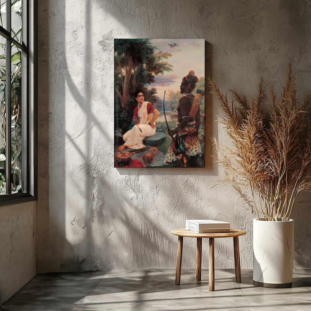 This captivating artwork portrays an enchanting riverside meeting steeped in cultural richness. The for Entrance