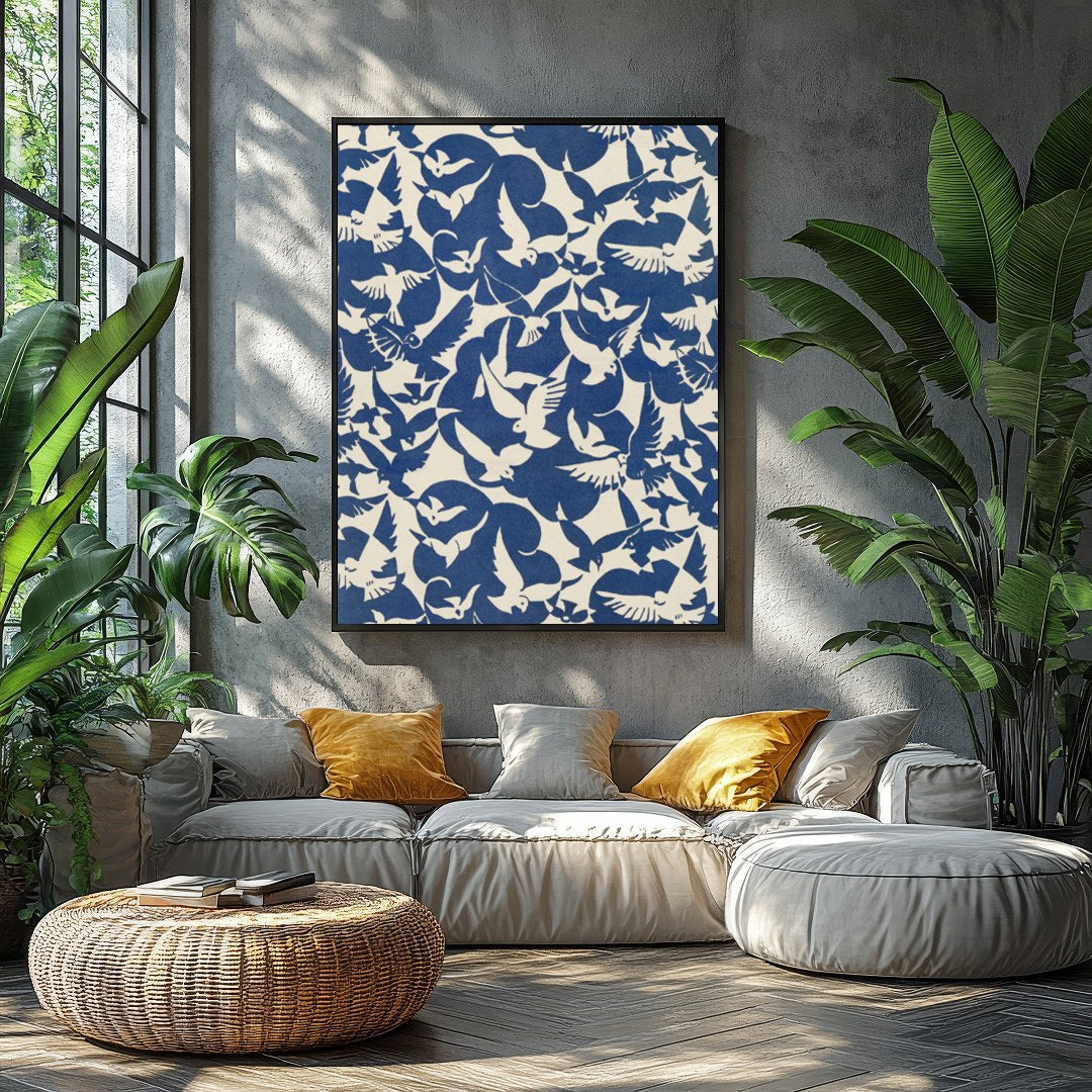 Experience the serene beauty of doves in flight with this striking artwork. The harmonious contrast for Balcony