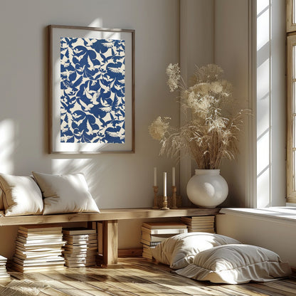 Experience the serene beauty of doves in flight with this striking artwork. The harmonious contrast for hallway