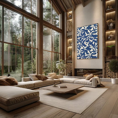 Experience the serene beauty of doves in flight with this striking artwork. The harmonious contrast for Living Room