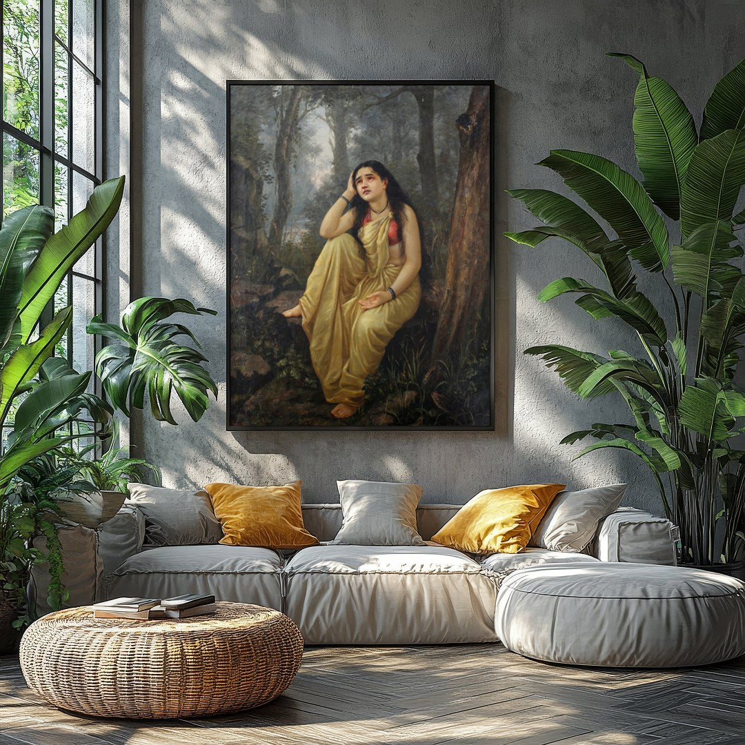 This exquisite artwork captures a moment of serene reflection amidst a lush forest setting. The for Balcony