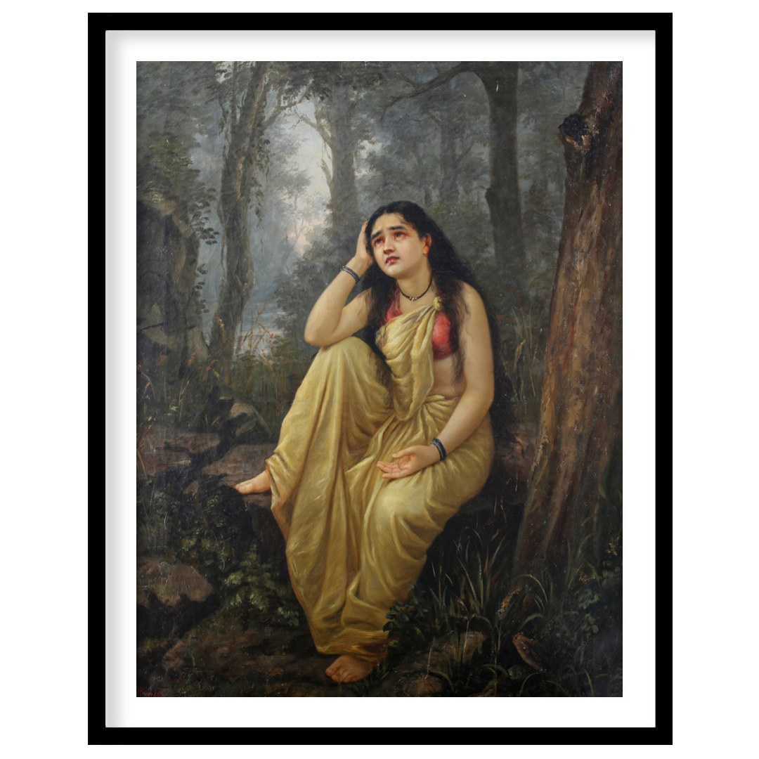 This exquisite artwork captures a moment of serene reflection amidst a lush forest setting. The for bedroom