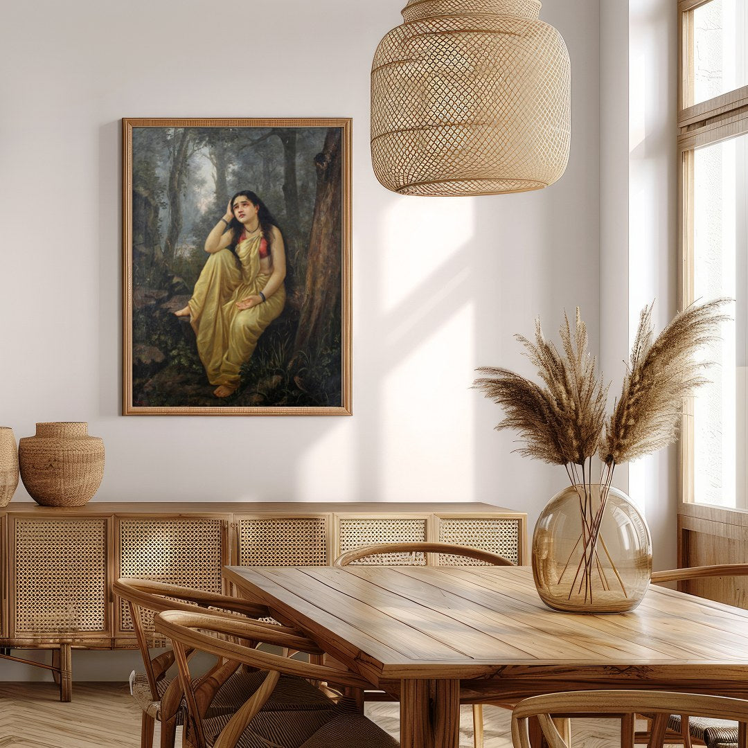This exquisite artwork captures a moment of serene reflection amidst a lush forest setting. The for Extra Kitchen