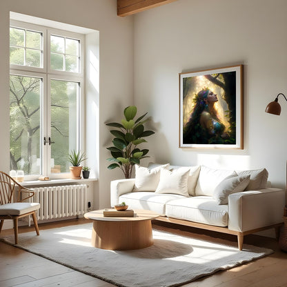 Immerse yourself in the mystique of nature with this stunning artwork depicting a serene goddess for Living Room
