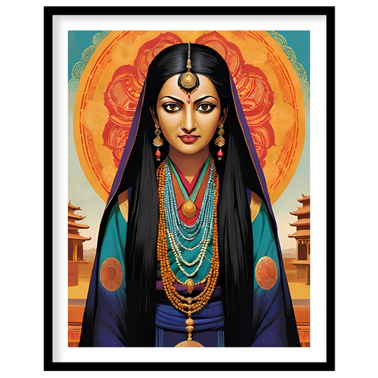 Immerse yourself in the mystique of this captivating artwork, featuring a goddess adorned in for decor