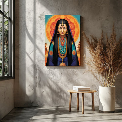 Immerse yourself in the mystique of this captivating artwork, featuring a goddess adorned in for Entrance