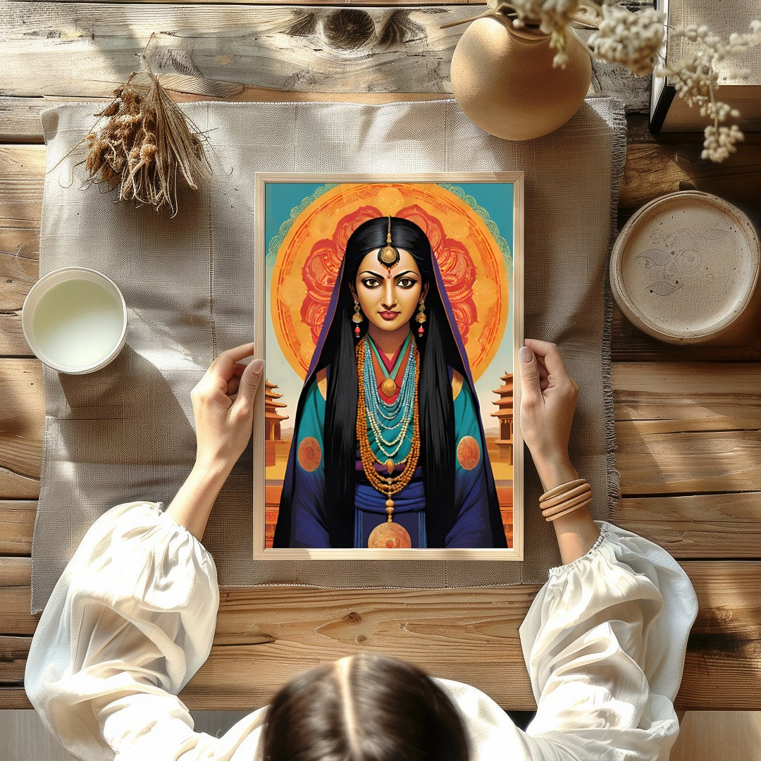 Immerse yourself in the mystique of this captivating artwork, featuring a goddess adorned in for Kitchen